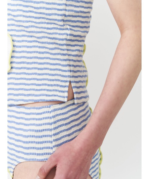 PAMEO POSE（パメオポーズ）の「Wavy Line Cami Bikini（水着・レディース・スカイブルー/ホワイト/ネイビー系・FREE）」の20枚目の写真