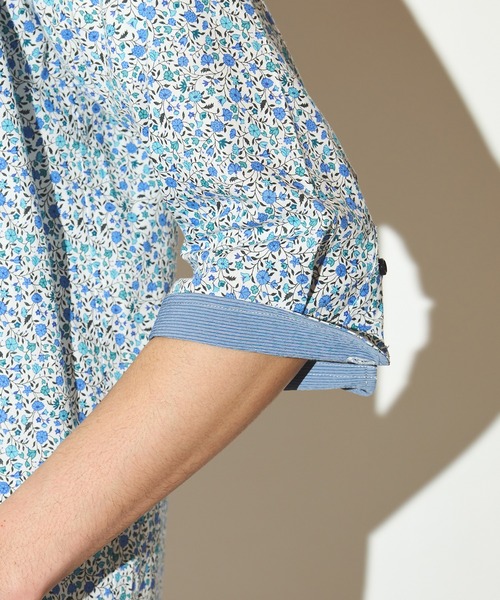 UNION STATION（ユニオンステーション）の「小花柄七分袖カッタウェイカラーシャツ/スキッパーシャツ（シャツ/ブラウス・メンズ・ブルー系その他/サックスブルー・M/L/LL）」の6枚目の写真