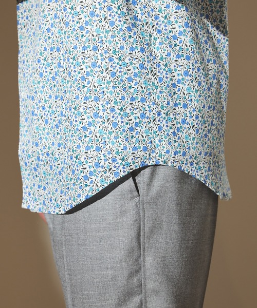 UNION STATION（ユニオンステーション）の「小花柄七分袖カッタウェイカラーシャツ/スキッパーシャツ（シャツ/ブラウス・メンズ・ブルー系その他/サックスブルー・M/L/LL）」の9枚目の写真