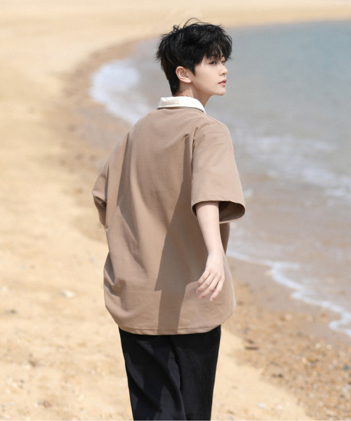 neos（ネオス）の「【neos -addictive design-】ビッグシルエット 配色 ハーフジップ クレリック ポロシャツ（ポロシャツ・メンズ・ブラック/ベージュ/グリーン・MEDIUM/LARGE/X-LARGE）」の17枚目の写真