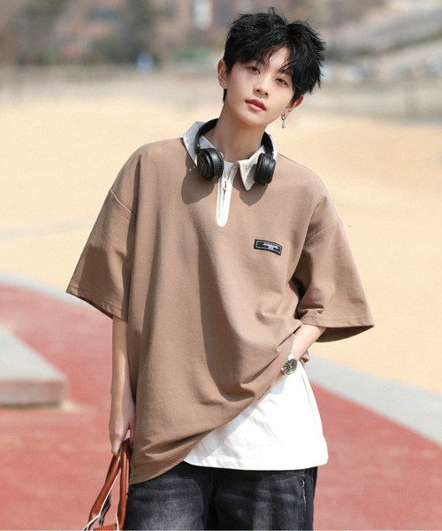 neos（ネオス）の「【neos -addictive design-】ビッグシルエット 配色 ハーフジップ クレリック ポロシャツ（ポロシャツ・メンズ・ブラック/ベージュ/グリーン・MEDIUM/LARGE/X-LARGE）」の18枚目の写真