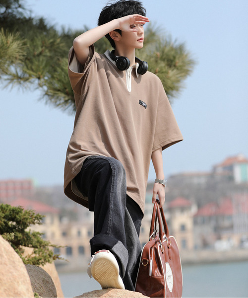 neos（ネオス）の「【neos -addictive design-】ビッグシルエット 配色 ハーフジップ クレリック ポロシャツ（ポロシャツ・メンズ・ブラック/ベージュ/グリーン・MEDIUM/LARGE/X-LARGE）」の19枚目の写真