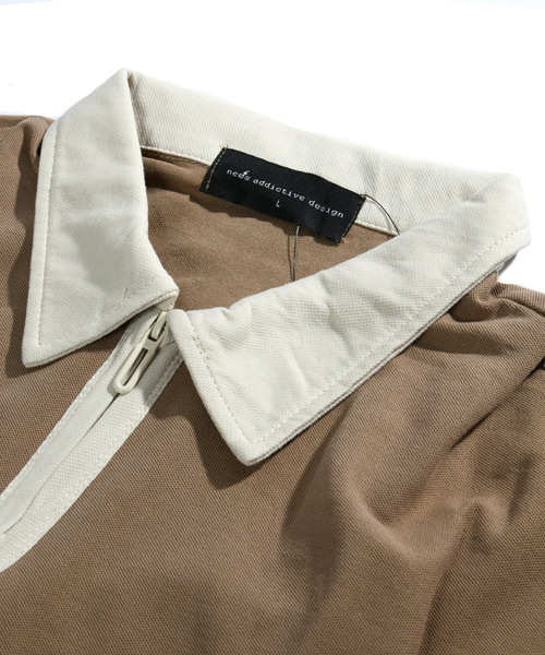 neos（ネオス）の「【neos -addictive design-】ビッグシルエット 配色 ハーフジップ クレリック ポロシャツ（ポロシャツ・メンズ・ブラック/ベージュ/グリーン・MEDIUM/LARGE/X-LARGE）」の21枚目の写真