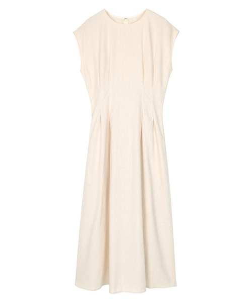リネンブレンドウエストタックワンピース
