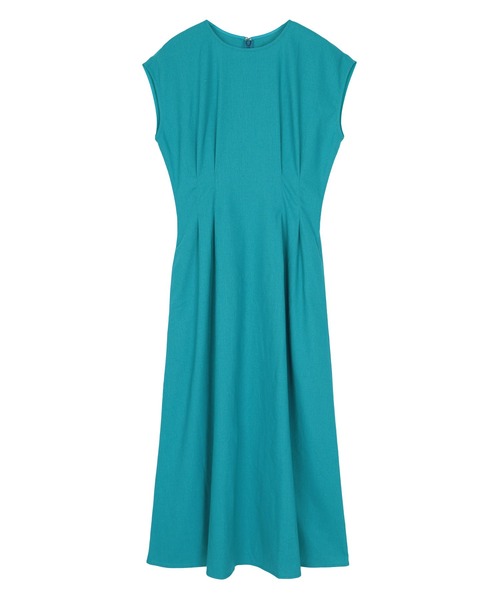 リネンブレンドウエストタックワンピース