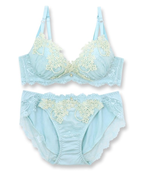 fran de lingerie（フランデランジェリー）の「レース・オン・レースの繊細ランジェリーすっきりラインの谷間メイクブラ 「シャンドフルール」 ブラジャー（ブラ&ショーツ・レディース・ミント/オレンジ/アイボリー・B75/C70/D65/E70/F65/F75/B70/C65/D70/E65/E75/G65/G75/C75/F70/B65/D75/G70）」の12枚目の写真