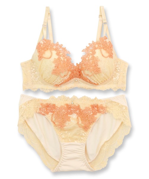 fran de lingerie（フランデランジェリー）の「レース・オン・レースの繊細ランジェリーすっきりラインの谷間メイクブラ 「シャンドフルール」 ブラジャー（ブラ&ショーツ・レディース・ミント/オレンジ/アイボリー・B75/C70/D65/E70/F65/F75/B70/C65/D70/E65/E75/G65/G75/C75/F70/B65/D75/G70）」の13枚目の写真