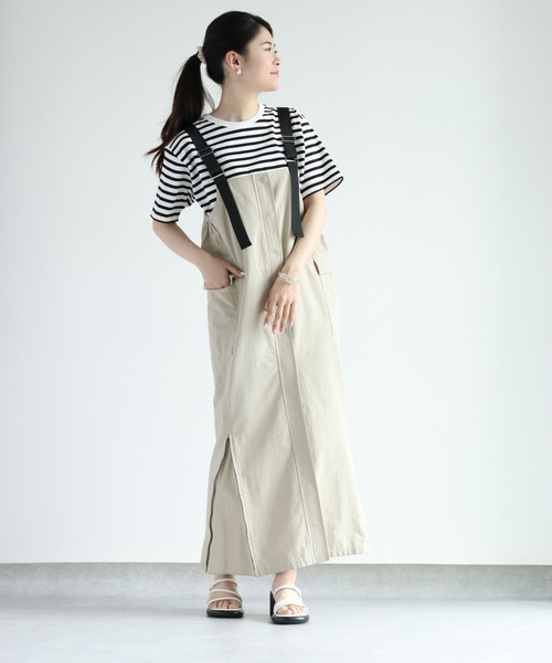 cepo(セポ)の「ベルトストラップジャンスカ 2WAY(ジャンパースカート・レディース・オリーブ/ベージュ・M)」の2枚目の写真