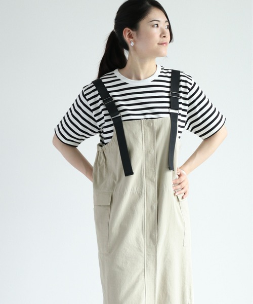 cepo(セポ)の「ベルトストラップジャンスカ 2WAY(ジャンパースカート・レディース・オリーブ/ベージュ・M)」の4枚目の写真