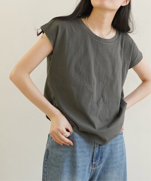 VENCEEXCHANGE(ヴァンスエクスチェンジ)の「USAコットンフレンチスリーブTシャツ(Tシャツ/カットソー・レディース・ホワイト/ダークグレー/ブルー/ベージュ/キャメル/ブラウン・FREE)」の3枚目の写真