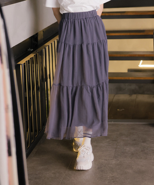 Doula Doula（ドゥーラドゥーラ）の「ティアードシアーロングスカート（スカート・レディース・ホワイト/ブラック/グレー・FREE）」の12枚目の写真