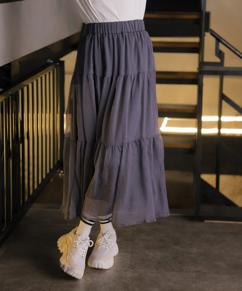 Doula Doula（ドゥーラドゥーラ）の「ティアードシアーロングスカート（スカート・レディース・ホワイト/ブラック/グレー・FREE）」の18枚目の写真