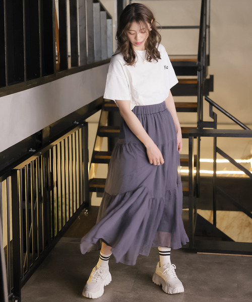 Doula Doula（ドゥーラドゥーラ）の「ティアードシアーロングスカート（スカート・レディース・ホワイト/ブラック/グレー・FREE）」の20枚目の写真