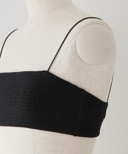 AP STUDIO（エーピーストゥディオ）の「*【TOTEME（トーテム）】SMOCKED BIKINI TOP（水着・レディース・ブラック・FREE）」の2枚目の写真