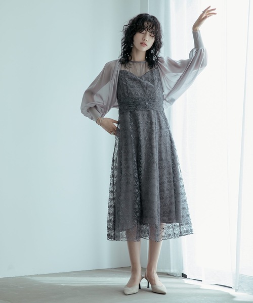 niana（ニアナ）の「ドルマンスリーブシアーパーティーボレロ（テーラードジャケット・レディース・ベージュ/グレー/ブラック・M）」の7枚目の写真