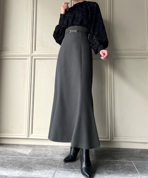 【新品】MIESROHE ベルトデザインストレートスカート / 防シワ MIESROHE - ベルトデザインストレートスカート / 防シワ | LA FEMME