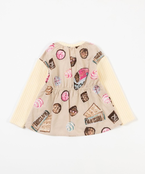 trois lapins kp（トロワラパンケーピー）の「チョコレート柄 長袖チュニック(100~140cm)（チュニック・キッズ・ベージュ・140cm/100cm/130cm/110cm/120cm）」の9枚目の写真