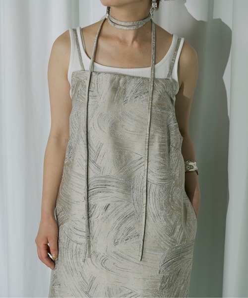 Ezick（エジック）の「Shine Jacquard コードナローワンピース（ワンピース・レディース・ホワイトゴールド/ダークブルー・FREE）」の17枚目の写真