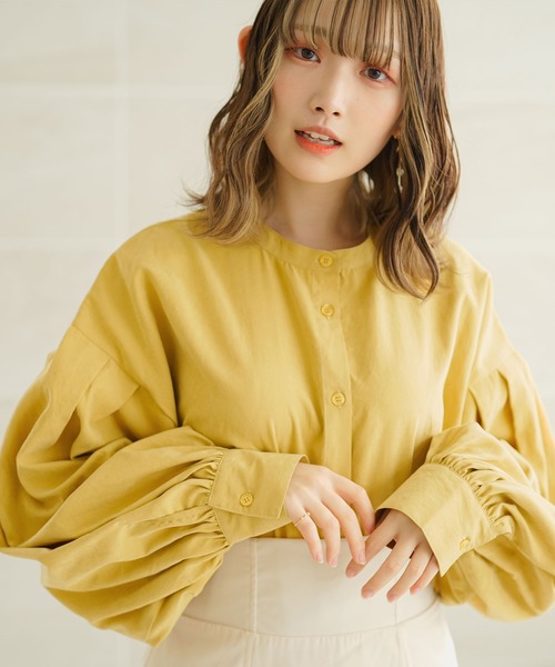 moulis'（ムーリス）の「2WAYボリュームスリーブブラウス（シャツ/ブラウス・レディース・ネイビー/ベージュ/イエロー・M-L/3L）」の11枚目の写真