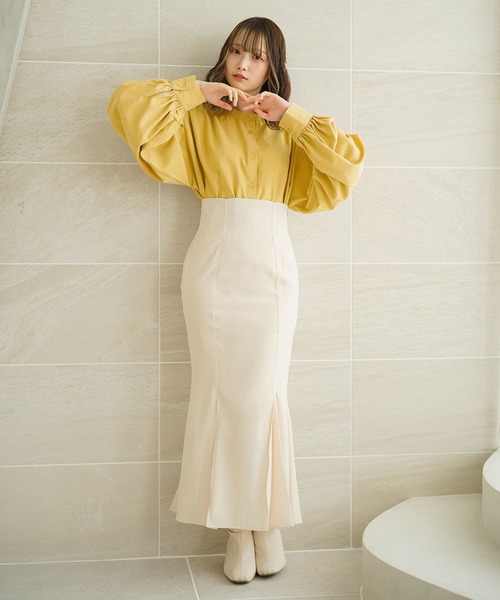 moulis'（ムーリス）の「2WAYボリュームスリーブブラウス（シャツ/ブラウス・レディース・ネイビー/ベージュ/イエロー・M-L/3L）」の19枚目の写真