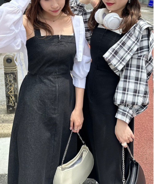 OLIVE des OLIVE（オリーブデオリーブ）の「後ろリボンクロップドシャツ　1032040020（シャツ/ブラウス・レディース・オフホワイト/サックスブルー/チェック・FREE）」の5枚目の写真