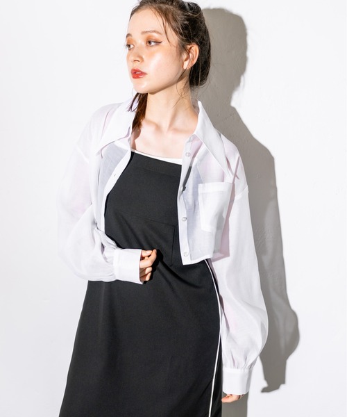 OLIVE des OLIVE（オリーブデオリーブ）の「後ろリボンクロップドシャツ　1032040020（シャツ/ブラウス・レディース・オフホワイト/サックスブルー/チェック・FREE）」の13枚目の写真