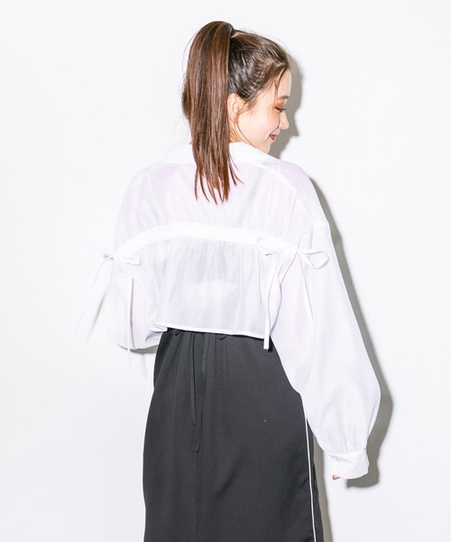 OLIVE des OLIVE（オリーブデオリーブ）の「後ろリボンクロップドシャツ　1032040020（シャツ/ブラウス・レディース・オフホワイト/サックスブルー/チェック・FREE）」の15枚目の写真