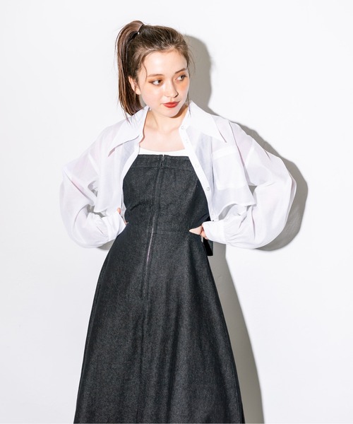 OLIVE des OLIVE（オリーブデオリーブ）の「後ろリボンクロップドシャツ　1032040020（シャツ/ブラウス・レディース・オフホワイト/サックスブルー/チェック・FREE）」の9枚目の写真