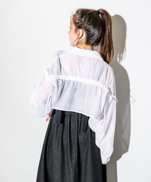 OLIVE des OLIVE（オリーブデオリーブ）の「後ろリボンクロップドシャツ　1032040020（シャツ/ブラウス・レディース・オフホワイト/サックスブルー/チェック・FREE）」の11枚目の写真