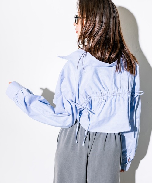OLIVE des OLIVE（オリーブデオリーブ）の「後ろリボンクロップドシャツ　1032040020（シャツ/ブラウス・レディース・オフホワイト/サックスブルー/チェック・FREE）」の21枚目の写真