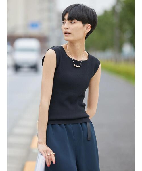 AMERICAN HOLIC（アメリカンホリック）の「スクエアニットタンクトップ（インナーウェア/肌着・レディース・ブラウン/ブラック/オレンジ・M/L）」の4枚目の写真