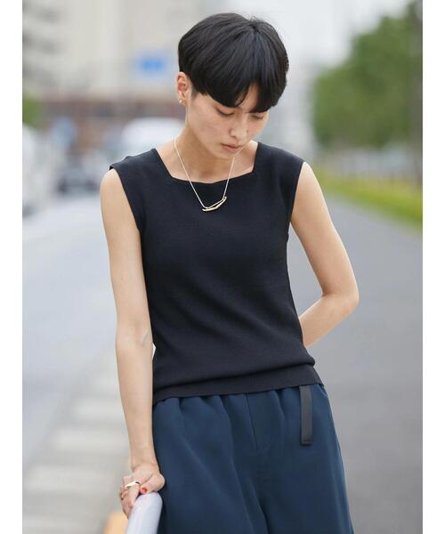 AMERICAN HOLIC（アメリカンホリック）の「スクエアニットタンクトップ（インナーウェア/肌着・レディース・ブラウン/ブラック/オレンジ・M/L）」の7枚目の写真