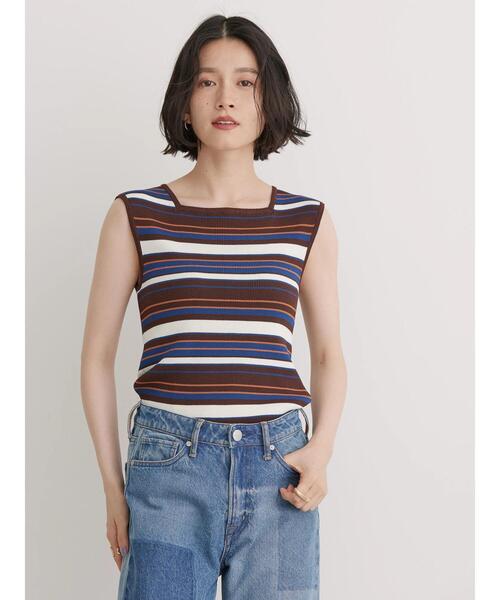 AMERICAN HOLIC（アメリカンホリック）の「スクエアニットタンクトップ（インナーウェア/肌着・レディース・ブラウン/ブラック/オレンジ・M/L）」の9枚目の写真