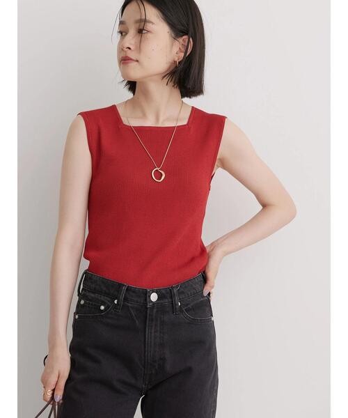 AMERICAN HOLIC（アメリカンホリック）の「スクエアニットタンクトップ（インナーウェア/肌着・レディース・ブラウン/ブラック/オレンジ・M/L）」の13枚目の写真