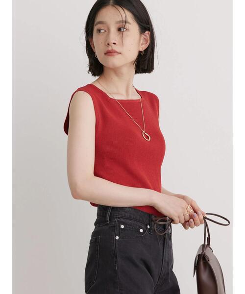 AMERICAN HOLIC（アメリカンホリック）の「スクエアニットタンクトップ（インナーウェア/肌着・レディース・ブラウン/ブラック/オレンジ・M/L）」の14枚目の写真