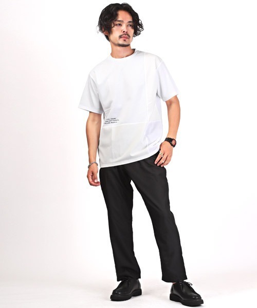 LUXSTYLE（ラグスタイル）の「ポンチブロック切替半袖Tシャツ（Tシャツ/カットソー・メンズ・グレイッシュベージュ/ホワイト/ブラック・L/M）」の19枚目の写真