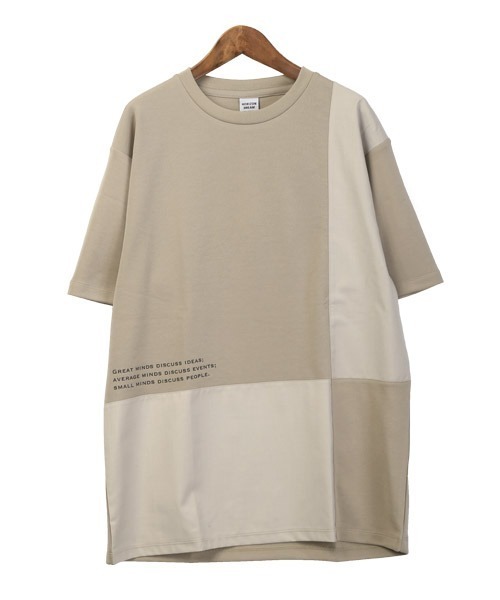 LUXSTYLE（ラグスタイル）の「ポンチブロック切替半袖Tシャツ（Tシャツ/カットソー・メンズ・グレイッシュベージュ/ホワイト/ブラック・L/M）」の12枚目の写真