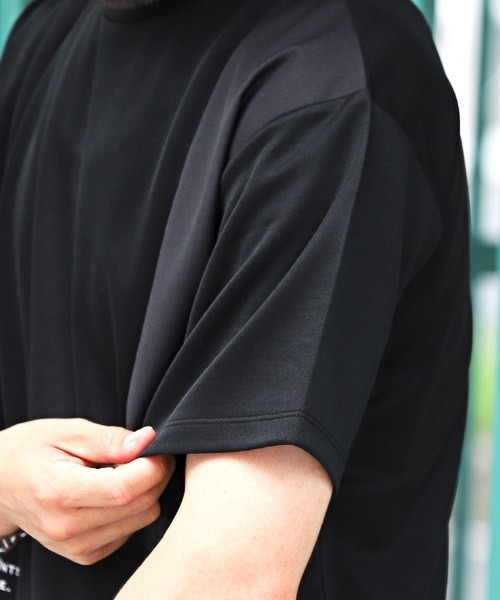 LUXSTYLE（ラグスタイル）の「ポンチブロック切替半袖Tシャツ（Tシャツ/カットソー・メンズ・グレイッシュベージュ/ホワイト/ブラック・L/M）」の17枚目の写真