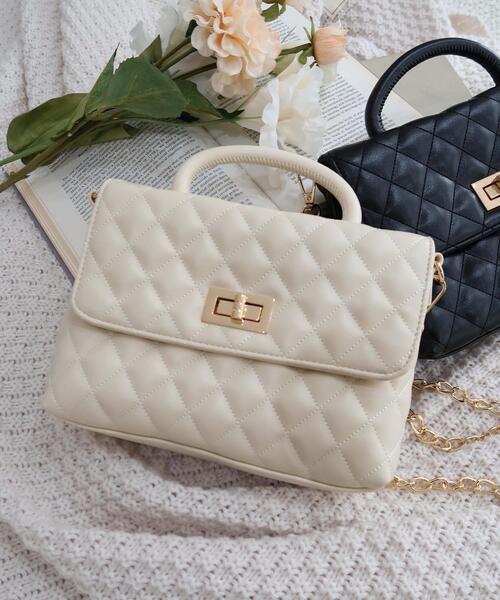 WEGO(ウィゴー)の「WEGO/キルティングハンドルミニチェーンショルダー(ショルダーバッグ・レディース・オフホワイト/ブラック・FREE)」の17枚目の写真