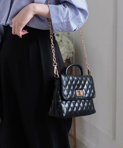 WEGO(ウィゴー)の「WEGO/キルティングハンドルミニチェーンショルダー(ショルダーバッグ・レディース・オフホワイト/ブラック・FREE)」の15枚目の写真