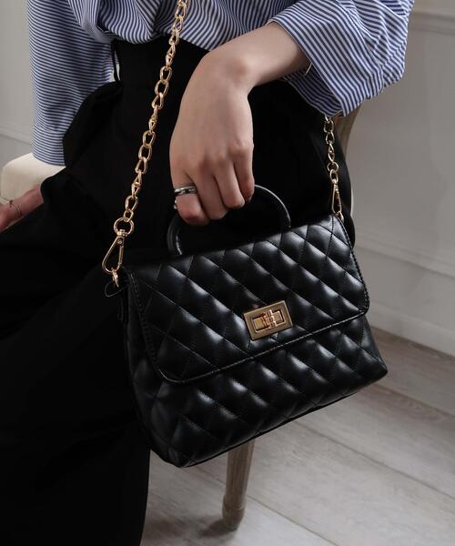 WEGO(ウィゴー)の「WEGO/キルティングハンドルミニチェーンショルダー(ショルダーバッグ・レディース・オフホワイト/ブラック・FREE)」の11枚目の写真