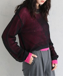 【Avvenente】メッシュニットシアートップスSET