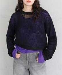 【Avvenente】メッシュニットシアートップスSET
