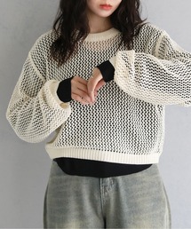 【Avvenente】メッシュニットシアートップスSET