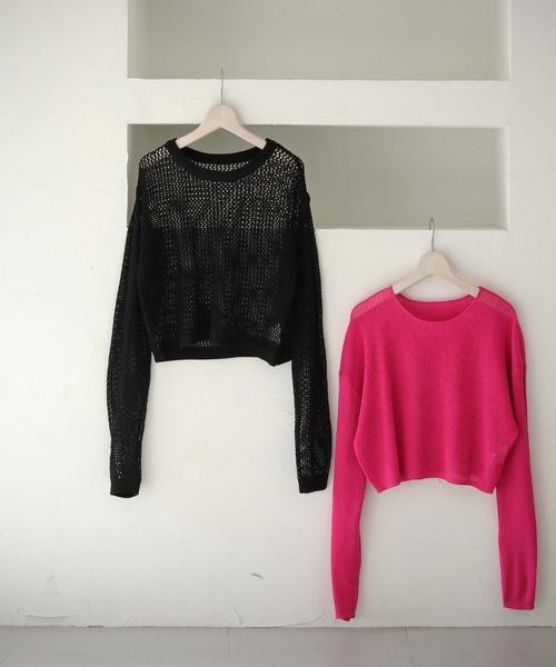 cheriella(シェリエラ)の「【Avvenente】メッシュニットシアートップスSET(ニット/セーター・レディース・アイボリー/ブラック系2/ブルー/ブラック系1・M)」の10枚目の写真