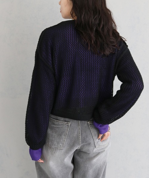 cheriella(シェリエラ)の「【Avvenente】メッシュニットシアートップスSET(ニット/セーター・レディース・アイボリー/ブラック系2/ブルー/ブラック系1・M)」の22枚目の写真