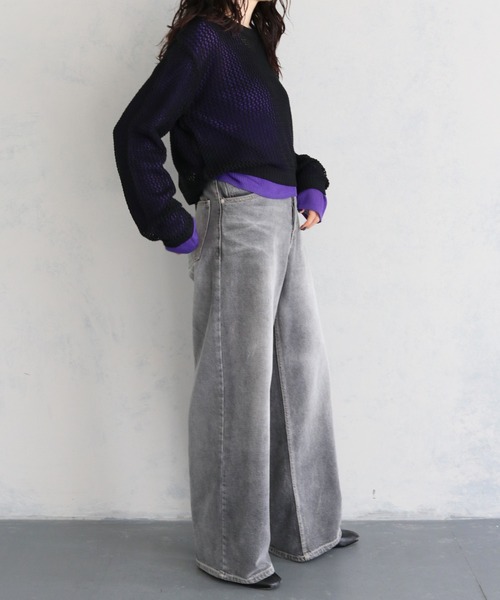 cheriella(シェリエラ)の「【Avvenente】メッシュニットシアートップスSET(ニット/セーター・レディース・アイボリー/ブラック系2/ブルー/ブラック系1・M)」の20枚目の写真