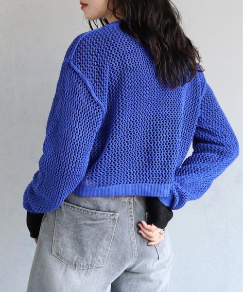 cheriella(シェリエラ)の「【Avvenente】メッシュニットシアートップスSET(ニット/セーター・レディース・アイボリー/ブラック系2/ブルー/ブラック系1・M)」の16枚目の写真
