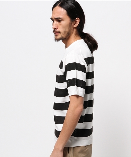 EDIFICE（エディフィス）の「◇PRINTボーダー ショートスリーブ ニット（ニット/セーター・メンズ・ブルー系その他/グリーン/レッド/ブラック・48/46/44）」の9枚目の写真