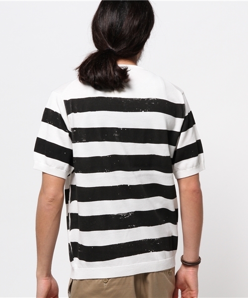 EDIFICE（エディフィス）の「◇PRINTボーダー ショートスリーブ ニット（ニット/セーター・メンズ・ブルー系その他/グリーン/レッド/ブラック・48/46/44）」の10枚目の写真